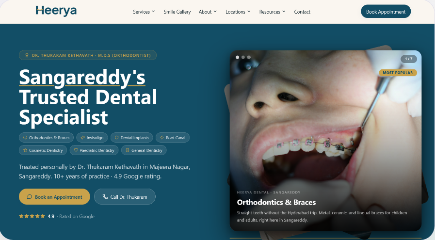 Heerya Dental website built by Abhilash Mandula